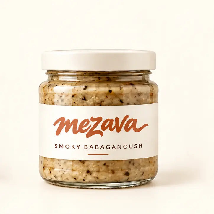 Mezava babaganoush 12 oz jar with chosen C logo — packaging concept