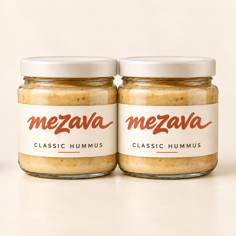 Mezava Classic Hummus 2-jar pack — packaging concept
